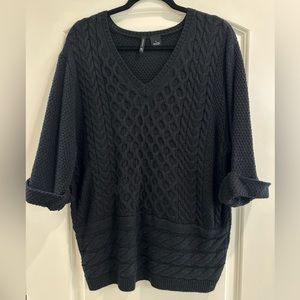 New Directions Large 3/4 Length Sleeve Black Sweater